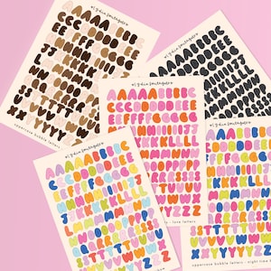 Bubble Letters Sticker Sheet / Junk Journal / Travel Scrapbook / Bujo / Stickers