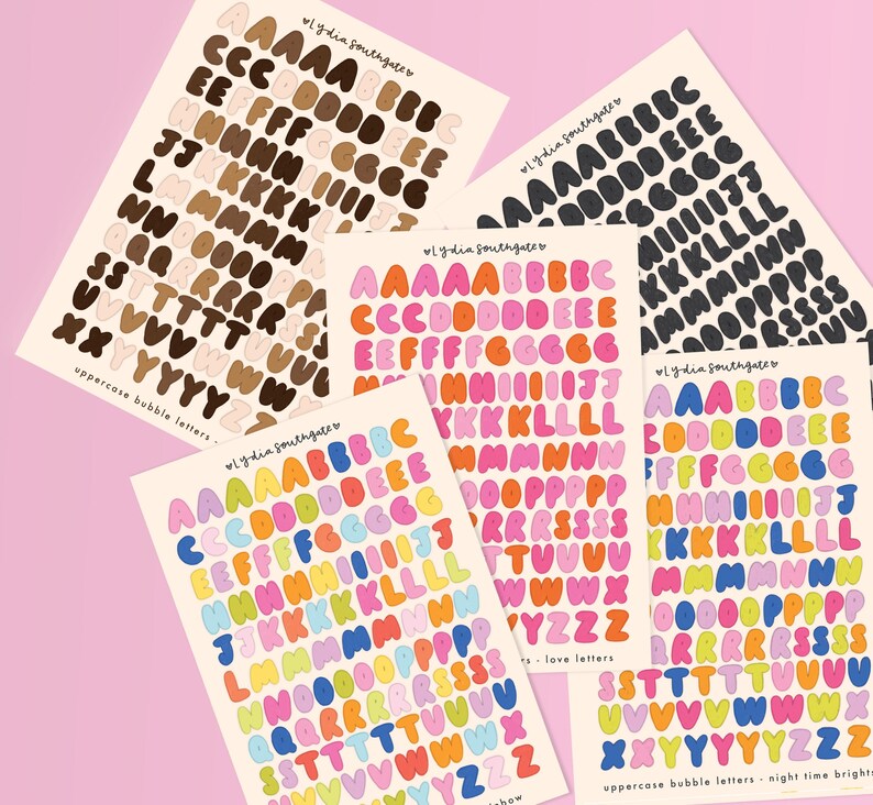 Bubble Letters Sticker Sheet / Junk Journal / Travel Scrapbook / Bujo ...
