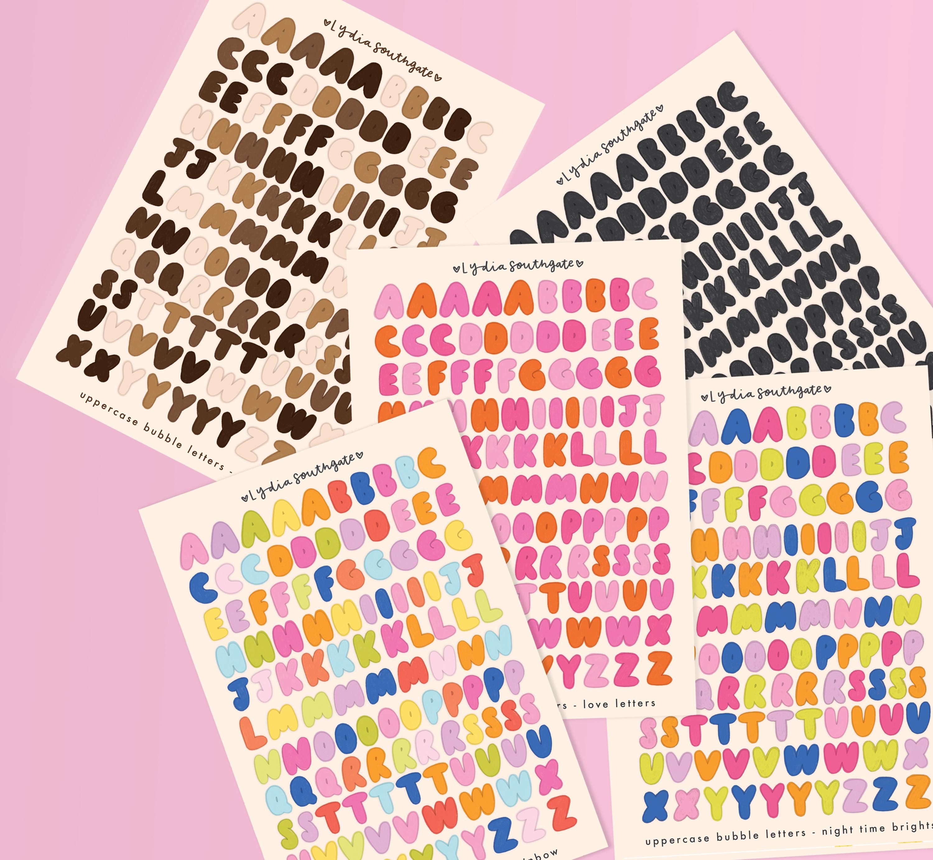 Bubble Letters Sticker Sheet / Junk Journal / Travel Scrapbook