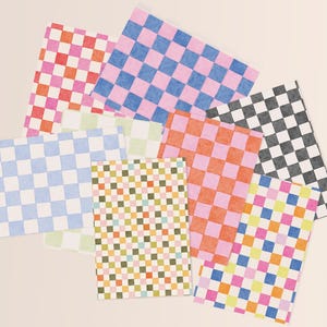 Papiers créatifs en damier peint / 8 feuilles de papiers créatifs à motifs / Journal, album de scrapbooking, journal indésirable, fabrication de cartes, documents éphémères