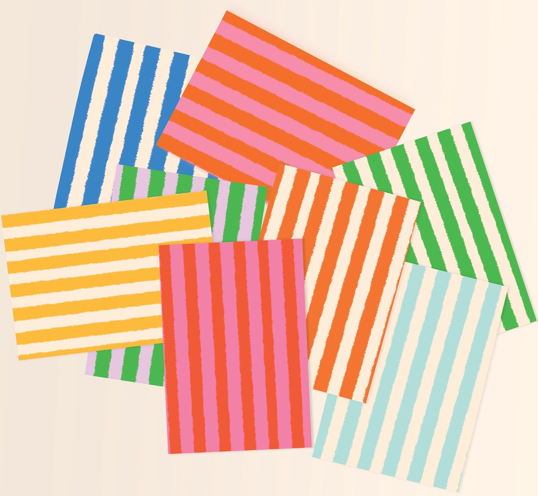 Chunky Stripe Crafting Papers / 8 Sheets of Patterned Craft Papers ...