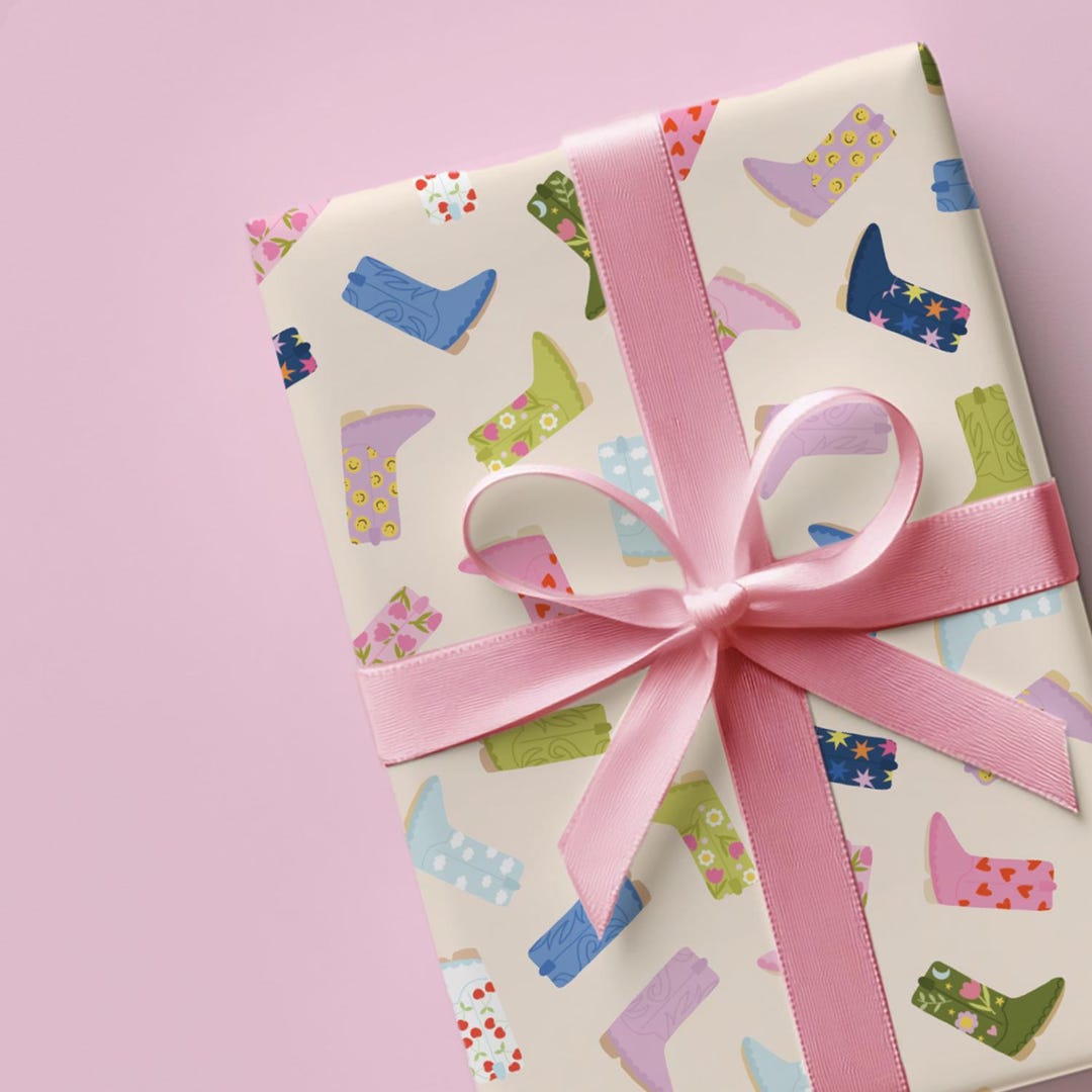 Cowboy Boots Print Wrapping Paper Sheets // Gift Wrap // UK Recyclable ...