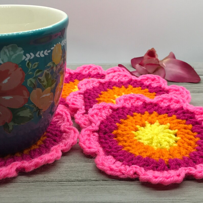 Flower Coaster Beginner Crochet Pattern, Beginner Crochet Pattern, Easy Crochet Pattern, Quick Crochet Pattern image 1