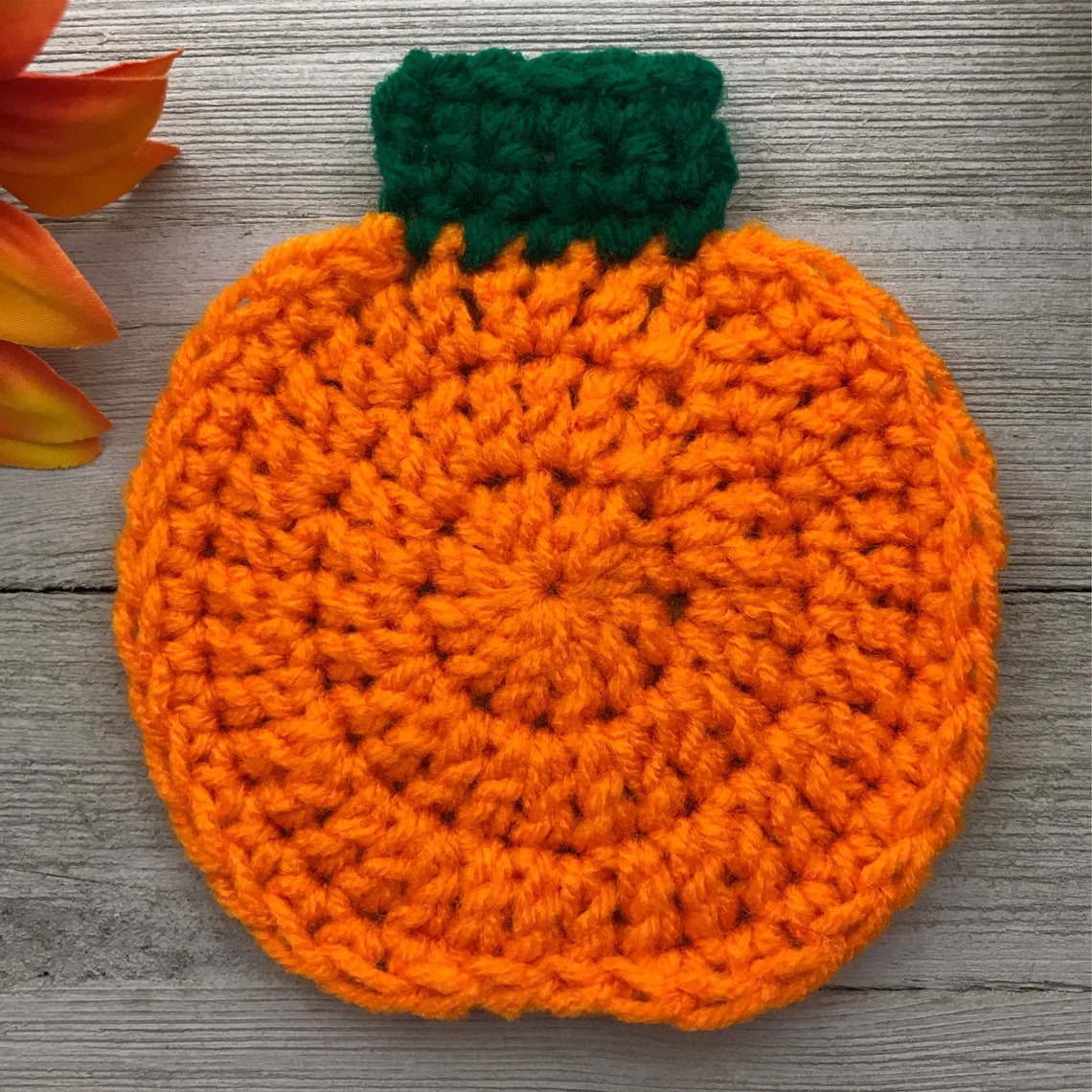 Easy Pumpkin Coaster Crochet Pattern Beginner Pumpkin Coaster Etsy