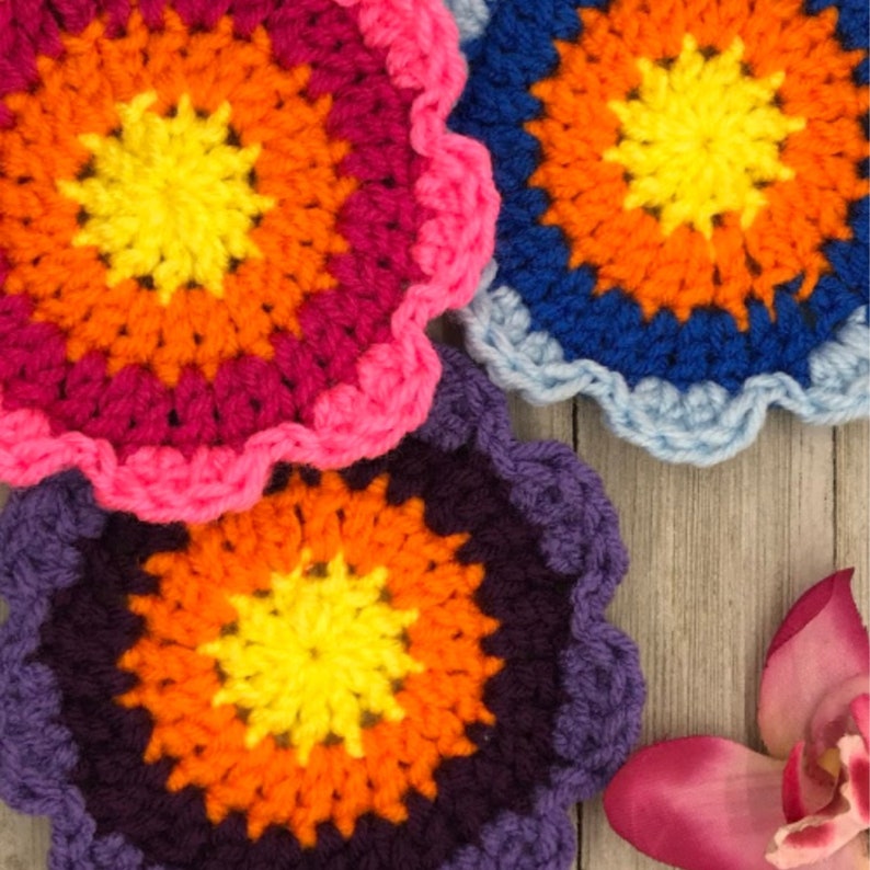 Flower Coaster Beginner Crochet Pattern, Beginner Crochet Pattern, Easy Crochet Pattern, Quick Crochet Pattern image 2