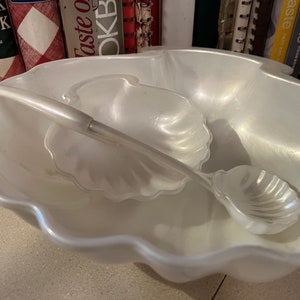 Juego de cuencos para servir vintage con forma de concha iridiscente