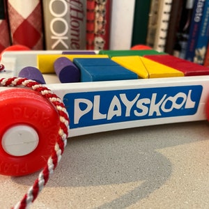 Vintage Playskool Wagon of Blocks Pull Toy