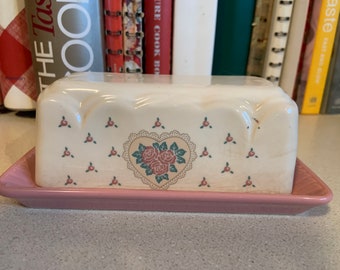 Vintage Japan Stoneware Covered Butter Dish