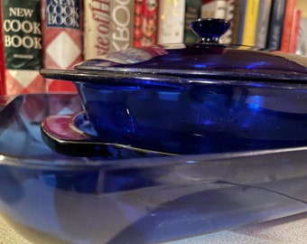 Vintage Anchor Hocking Casserole Dish, Cobalt Blue 11x13 4qt
