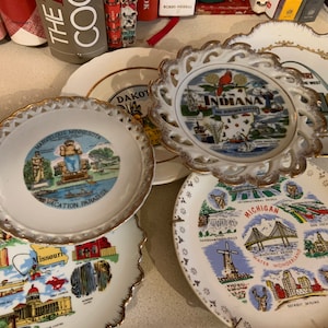 Vintage Souvenir Zustands-Teller des Mittleren Westens