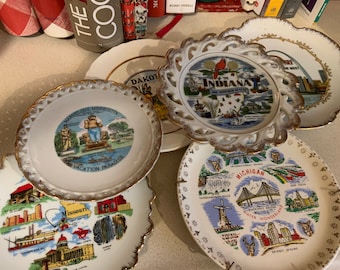 Vintage Souvenir Zustands-Teller des Mittleren Westens