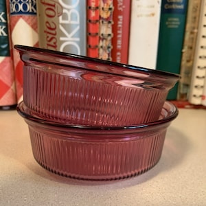 Vintage Corning Visions Cranberry Pint Casserole Dish Collection