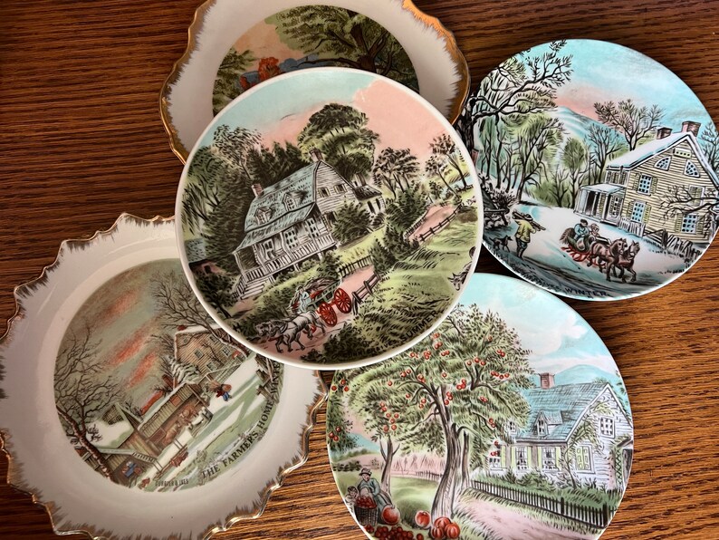 Vintage Holiday shops Currier & Ives Wall Plates