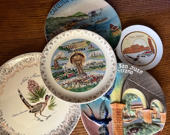 Vintage State Souvenir Teller, Südwesten und Süd-Kalifornien