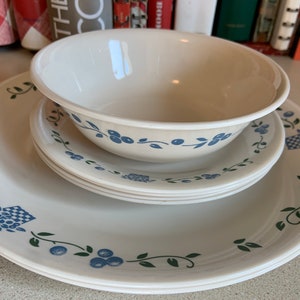 Vintage Corelle Blueberry Bouquet  and Brooke Dinnerware Collection, 7 pieces