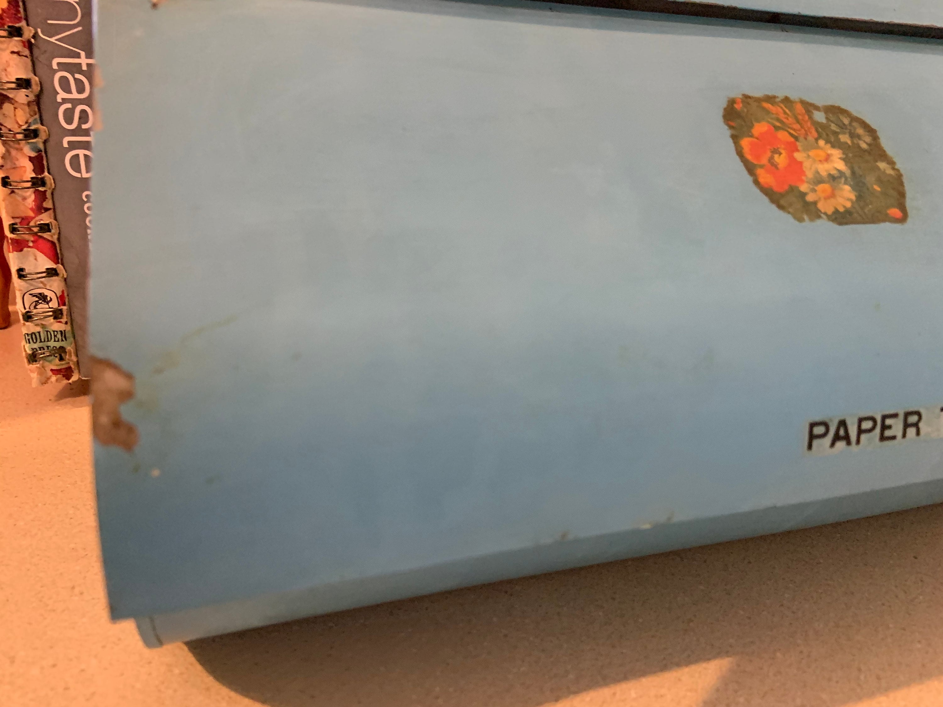 Vintage Paper Towel & Wax Paper Dispenser Blue Enamel Etsy