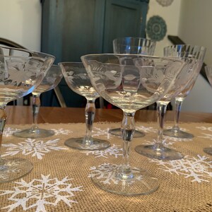 Etched Depression Glass Stemware-set of 8