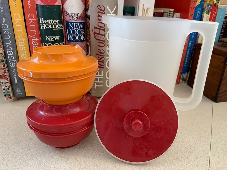 Vintage Tupperware Push Seal Pitcher & Two Containers Etsy