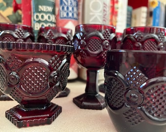 Vintage Holiday Avon Ruby Red 1876 Cape Cod Dinnerware Collection