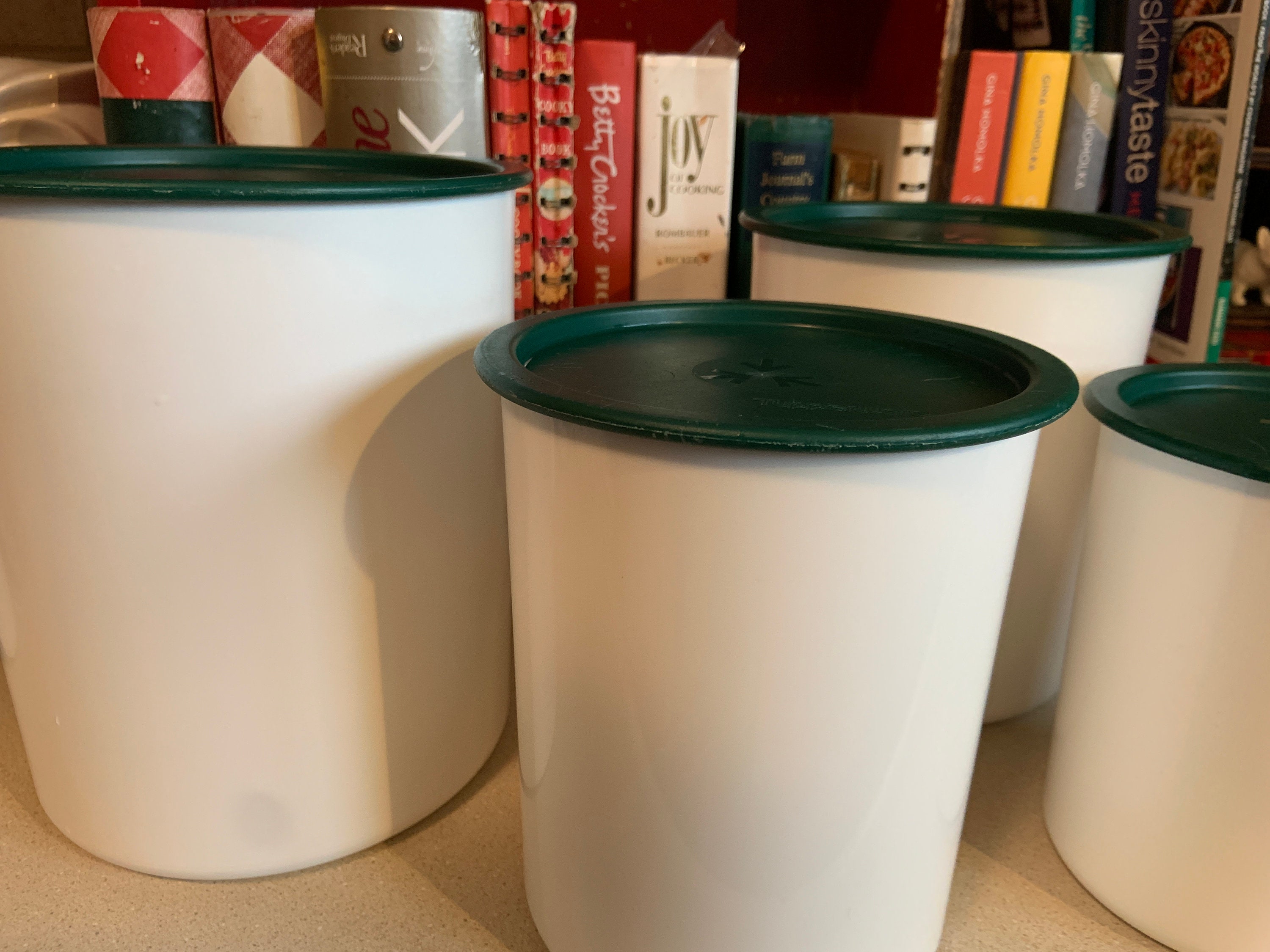 Vintage One Touch Tupperware Hunter Green Canister Set With Etsy