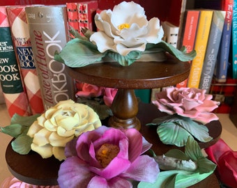 Vintage Franklin Mint Rose Kollektion, 12 Capodimonte Porcellane, Porzellan Rosen