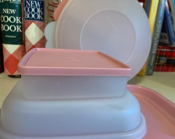 Vintage Tupperware Rose Lunch Tray , Divide Plate, and Container