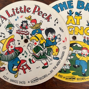 Vintage Cardboard Picturetone Records  Play Party Songs and Folk Dances