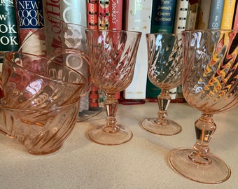 Vintage France Arcoroc Pink, Rosalind Swirl, replacement pieces,  various pieces, sold together,