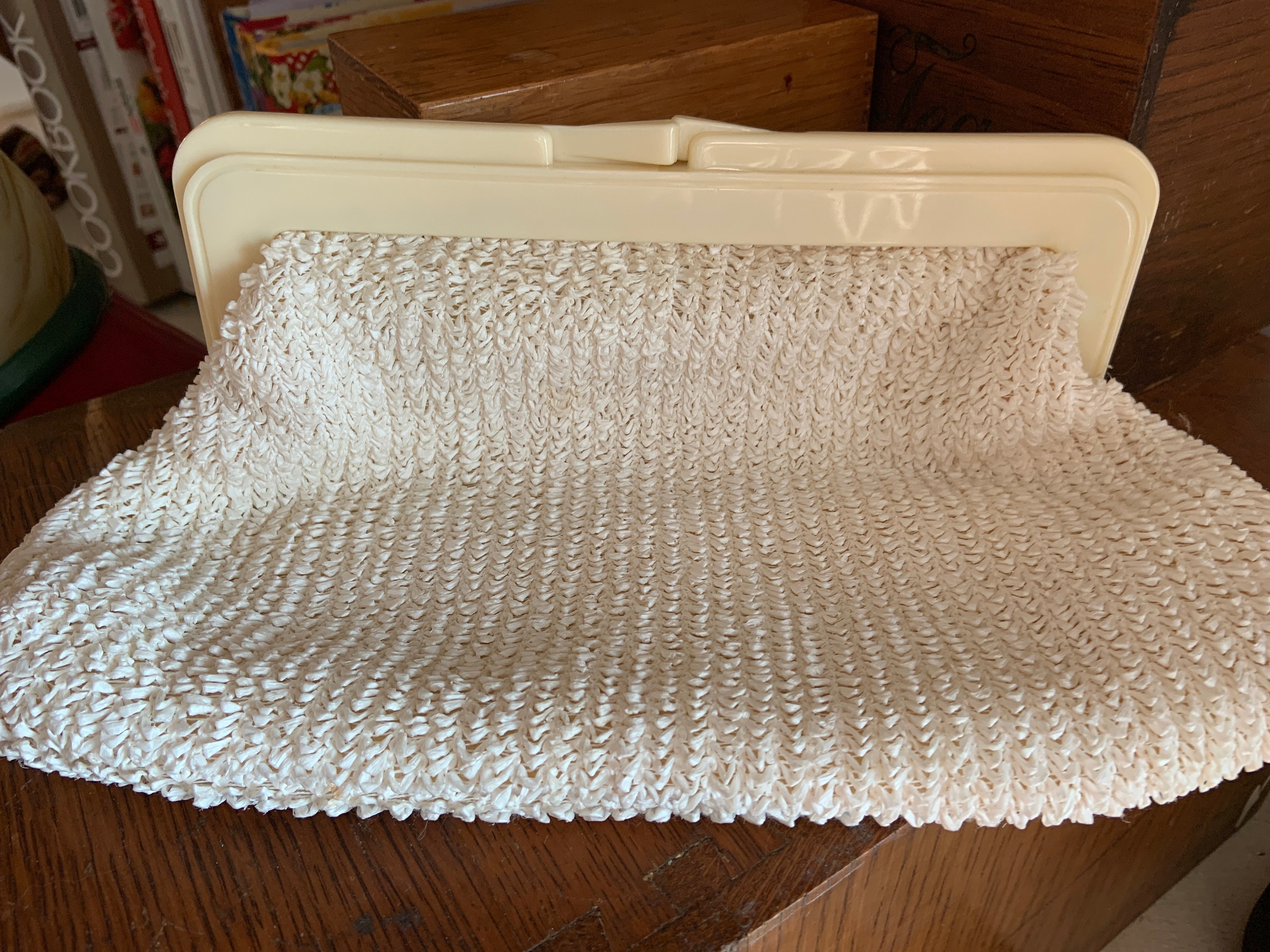 vintage clutch with plastic clasp