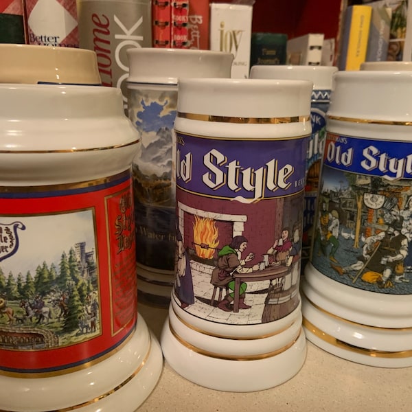Vintage Heileman's Old Style Lager Limited Edition Beer Stein Series- Collection of 9