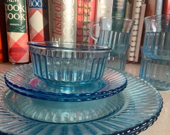 Vintage Fortecrisa Blue Azure Dinnerware Collection
