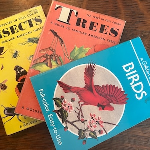 Vintage Gouden Natuurgidsen- Insecten, Bomen en Vogels
