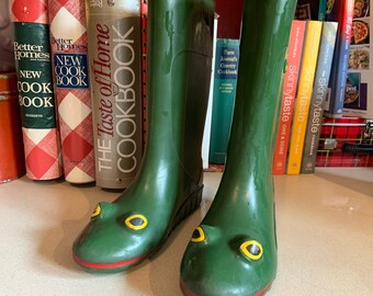 green frog wellies