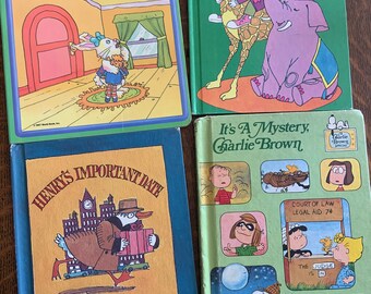 Vintage Children's Books, Various Titles Pop Up Cats, It's A Mystery Charlie Brown, Henry's Important Date, Muppet Babies Vintage Children's Books, Various Titles Pop Up Cats, It's A Mystery Charlie Brown, Henry's Important Date, Muppet Babies