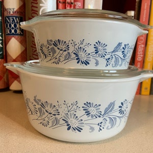 Vintage Pyrex  Colonial Mist, Store Bake and Serve Casserole Dish, set of two
