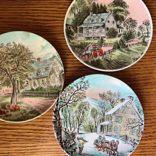 Vintage Holiday shops Currier & Ives Wall Plates