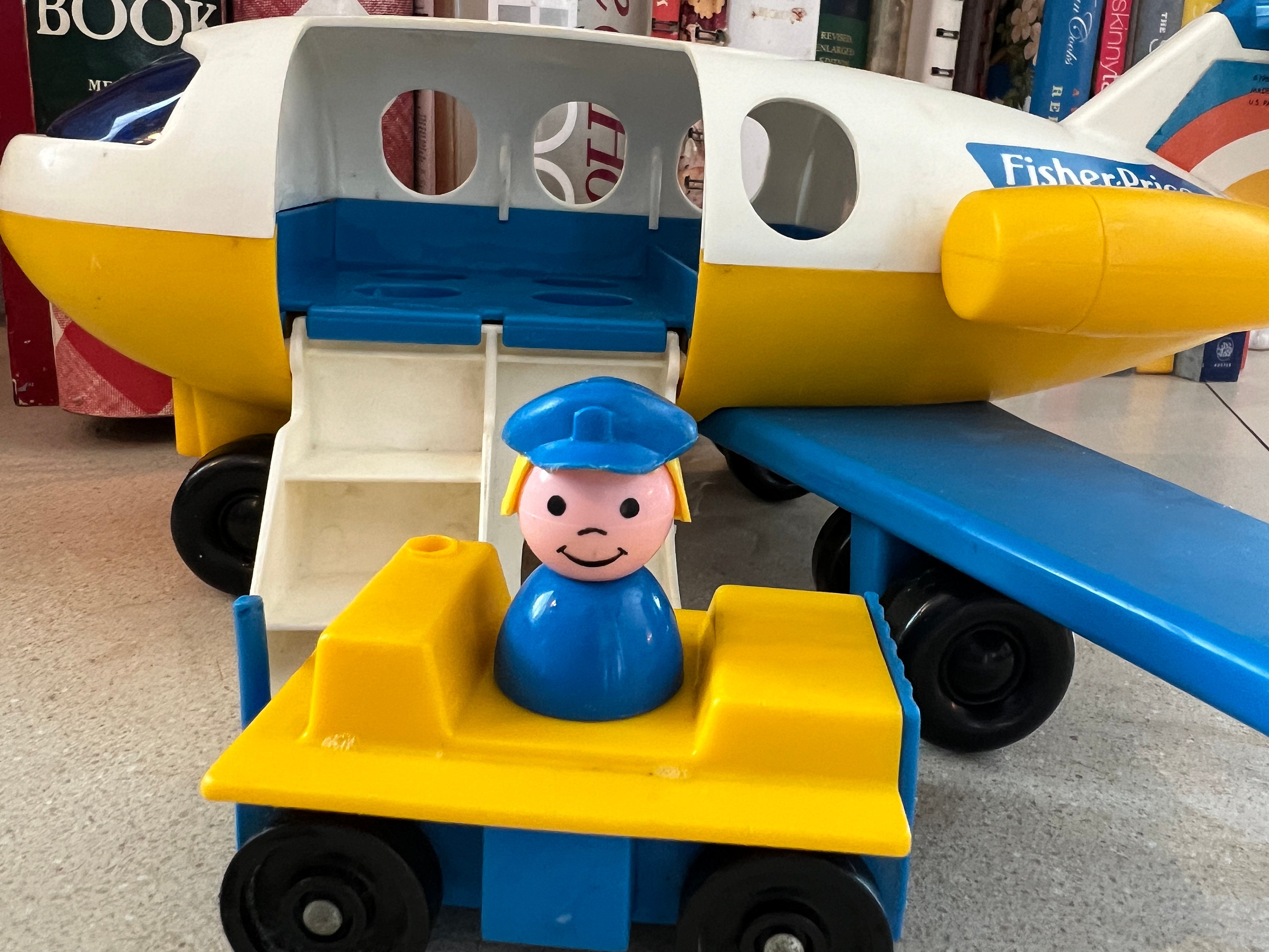 Vintage Fisher Price Jetport Plane, 1 Little People, and Luggage