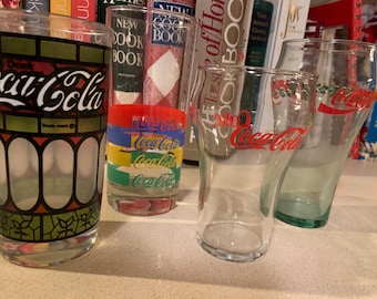 Set of 4 Mismatched Coca Cola Vintage Glasses