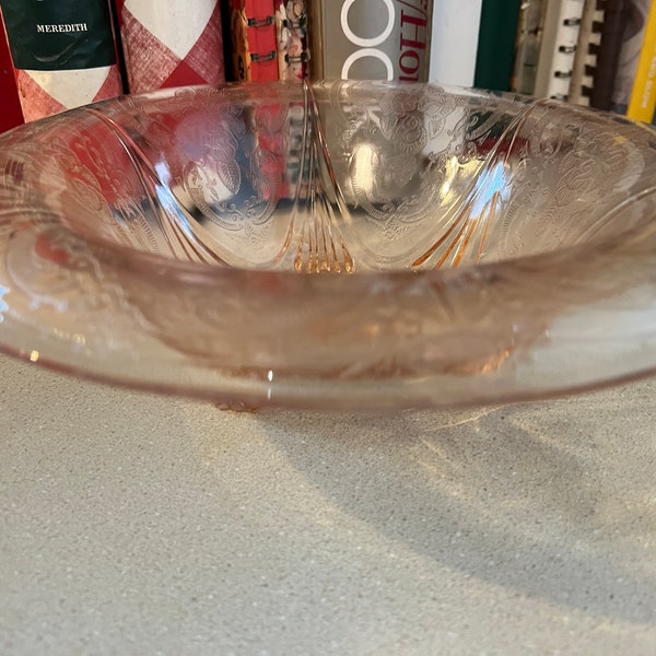 Vintage Hazel Atlas Glass Company Royal Lace, Pink Rolled Edge Bowl