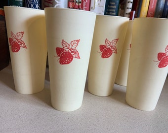 Vintage Nasco Japan Strawberry Plastic Cups, set of 6