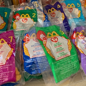 Vintage McDonald’s Happy Meal Toys Teenie Beanie Babies 1998 & 1999 Complete Set and Replacement Pieces