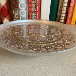 Vintage Cake Stand- gold, silver, and pink