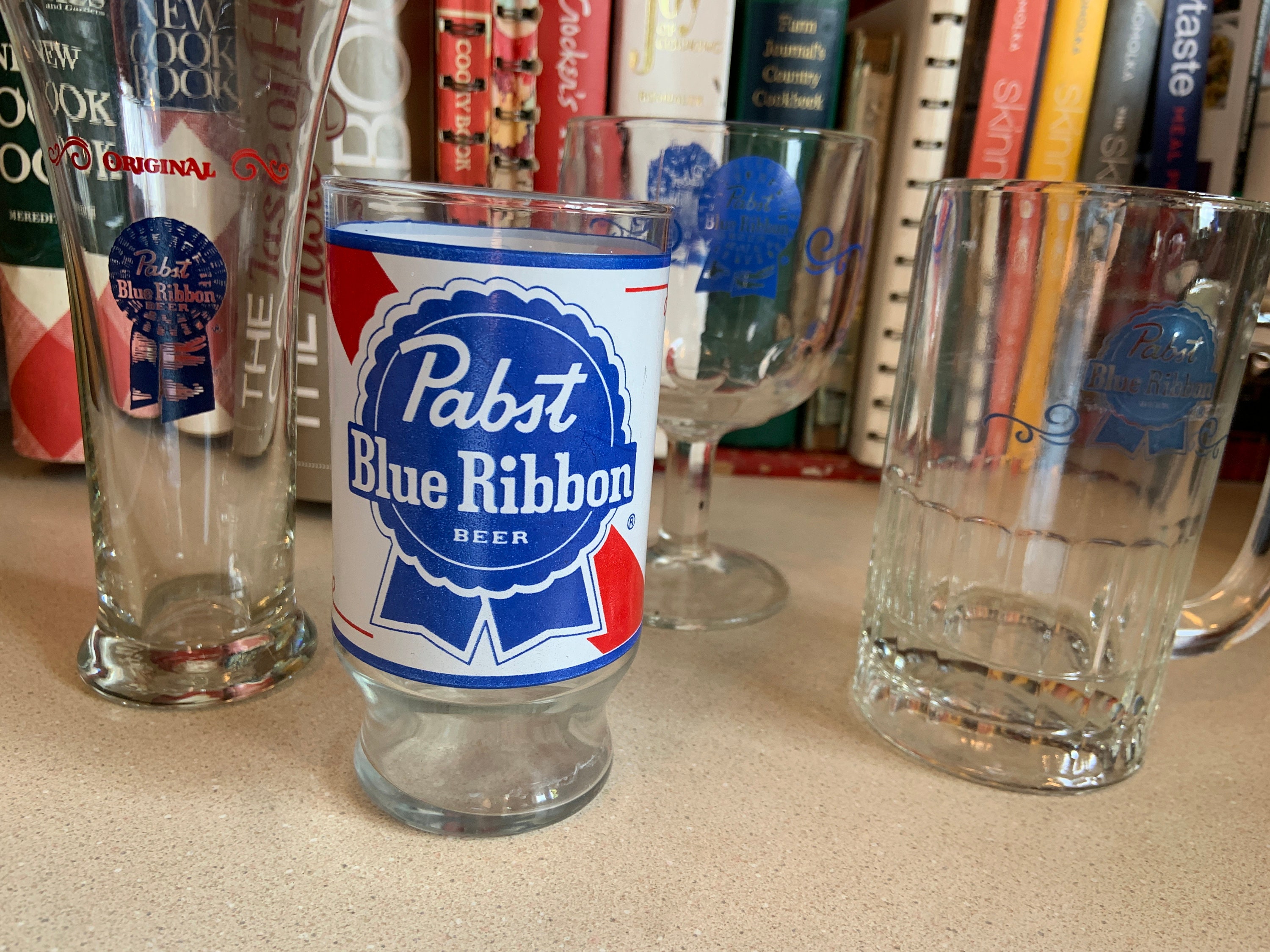Vintage Collection of Pabst Blue Ribbon Glasses Set of 4 Etsy