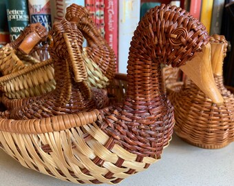 Vintage Wicker Ente und Truthahnkörbchen, 5er Set
