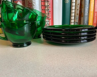 Anchor Hocking Fire King forest green glassware