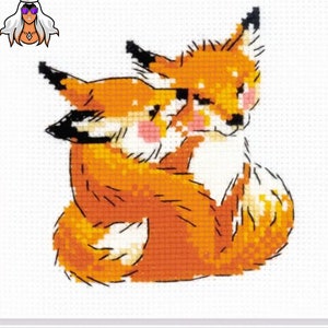 Liquidation, compté, point de croix, kit 6 x 6 pouces, RIOLIS, arts de l'aiguille, broderie, Amore Mio, animaux, renard, fournitures créatives, Aida, tissu Zweigart