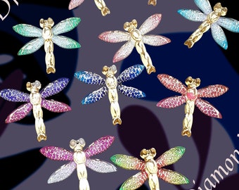 Dragonfly, butterfly, gold foil, insect, cover minder, needle minder, diamond painting,embroidery, craft supplies, arts and crafts, rainbow