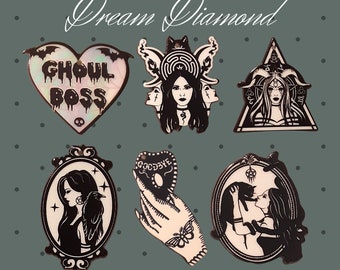 Witchy woman,cover minder, needle minder,diamond painting, embroidery,cross stitch, craft supplies,gothic,magic, pentagram,cat,goddess,tarot