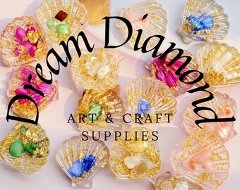 CLEARANCE, Gold foil, seashells, gold flake, gem stone,resin,summer,cover minder, needle minder, diamond painting,embroidery,craft supplies,