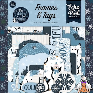 CLEARANCE, Echo Park, Cardstock, Ephemera,Frames & Tags,Magic,Winter,card making,paper crafts,embellishment, Christmas,scrapbook,mixed media